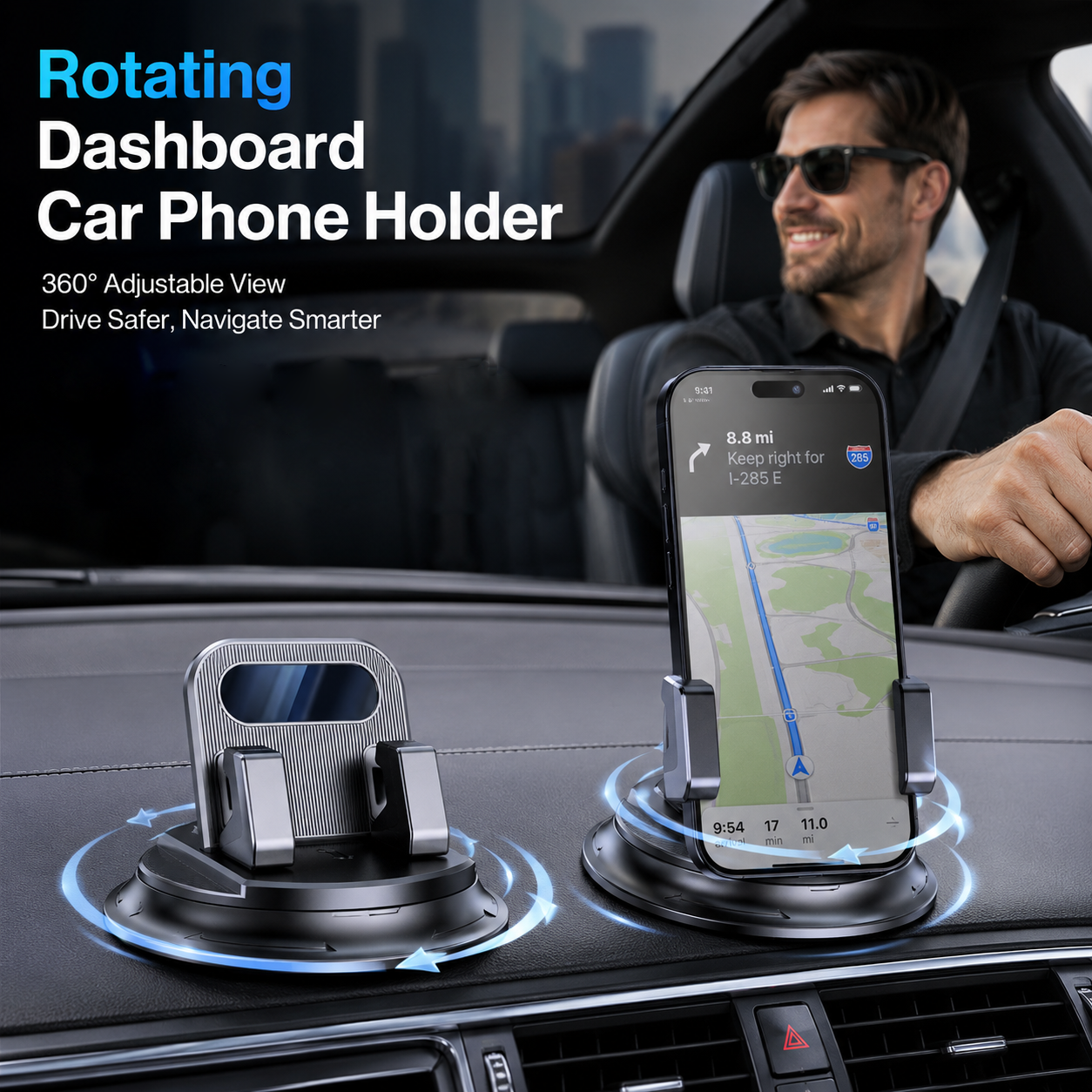 Doryma® 🚗 40% OFF NOW!📱 Rotating Dashboard Car Phone Holder – 360° Adjustable & Anti-Slip – Hands-Free Phone Mount 🛡️