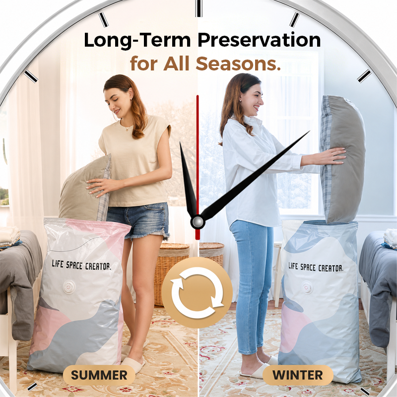 🥳2026 HOT SALE🥳💞50K+ SOLD!Doryma® No‑Pump Vacuum Storage Bags – Press & seal, no pump needed. Saves 80% space, keeps clothes dry & dust‑free. Perfect for bulky bedding & off‑season gear. 🛏️🗄️